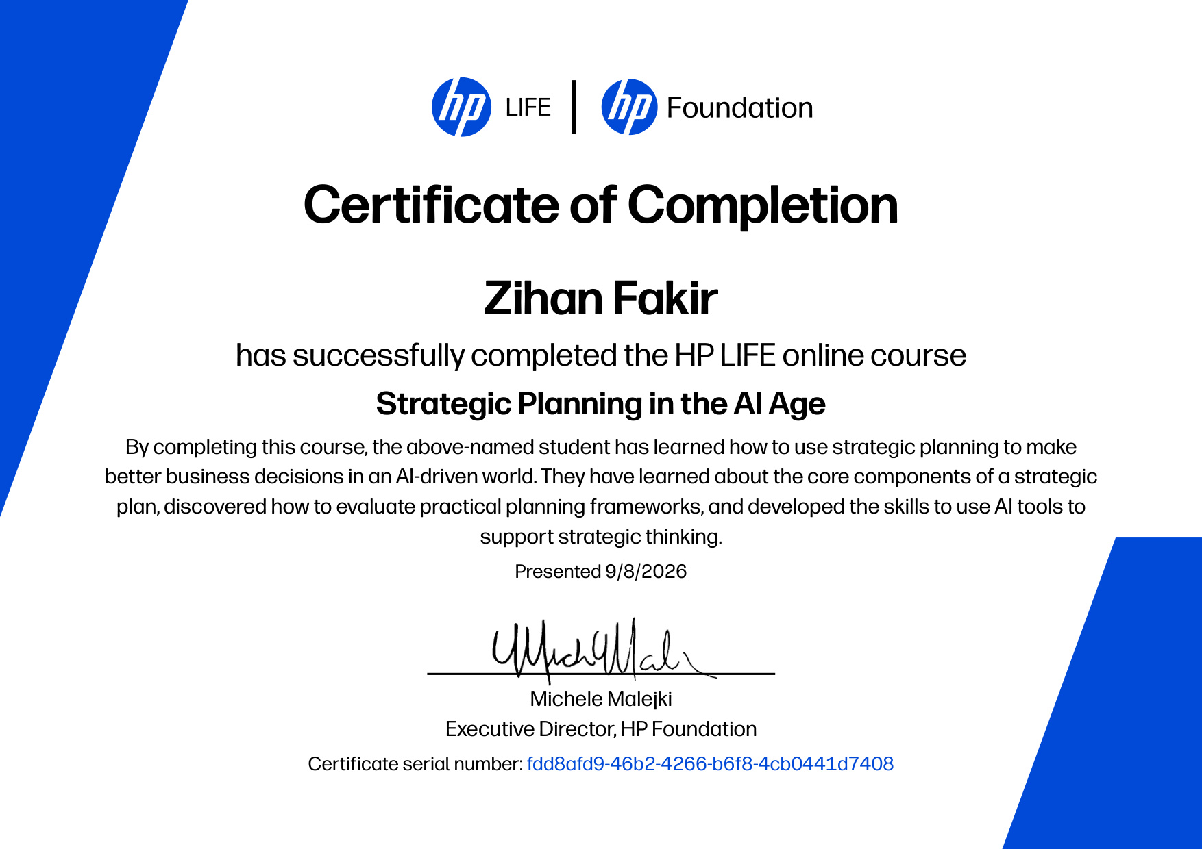 HP LIFE Strategic Planning in the AI Age